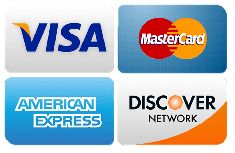 Visa, MasterCard, American Express, and Discover